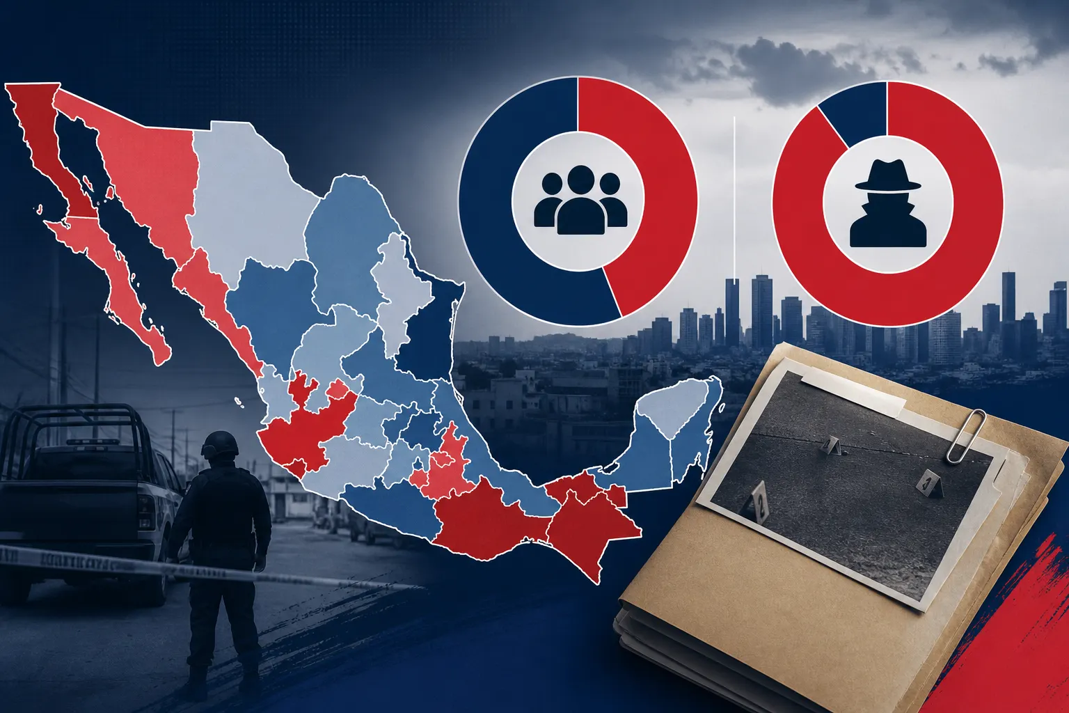 Mapa de México y datos principales de la ENVIPE 2026 sobre percepción de inseguridad y cifra negra