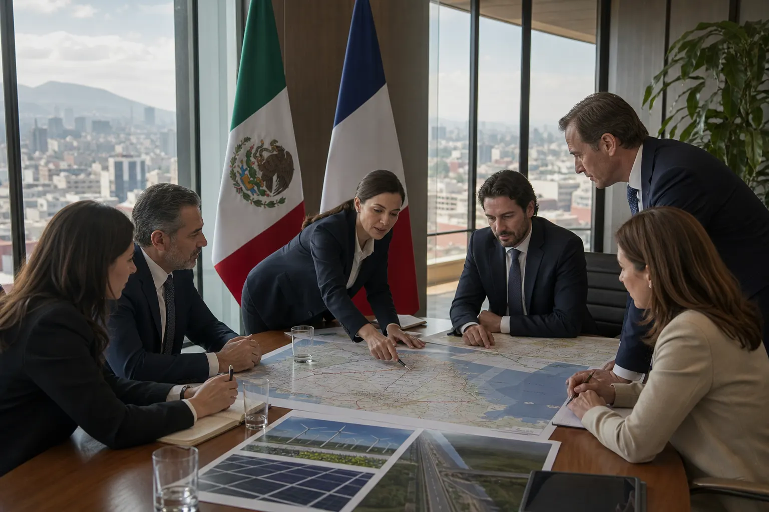 Empresarios franceses y mexicanos durante una reunión de negocios en la Ciudad de México