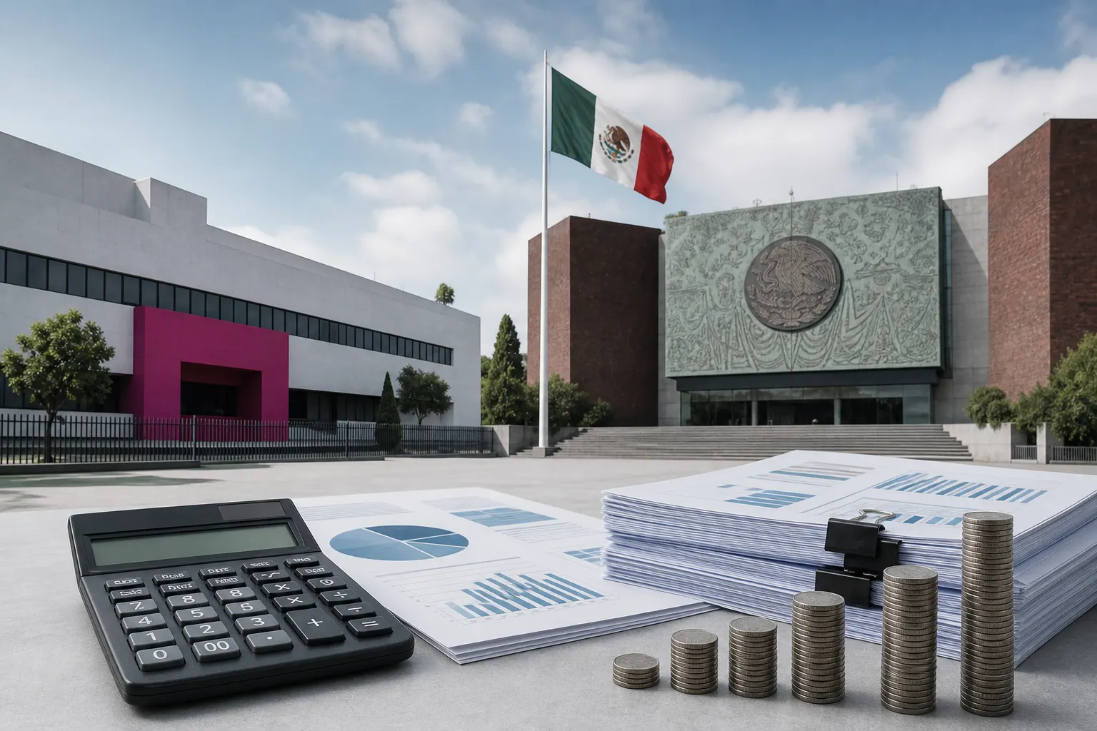 Edificio del INE y Cámara de Diputados durante la discusión del presupuesto electoral de 2027