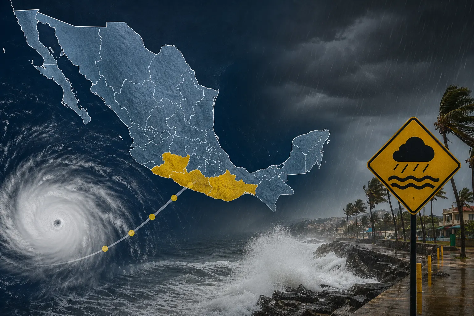 Huracán Simón mantiene riesgo de lluvias torrenciales; suspenden clases en Guerrero y Michoacán